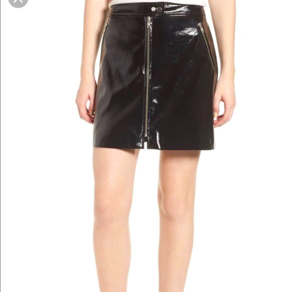Trouvé Black Patent Zip Up Mini Skirt L